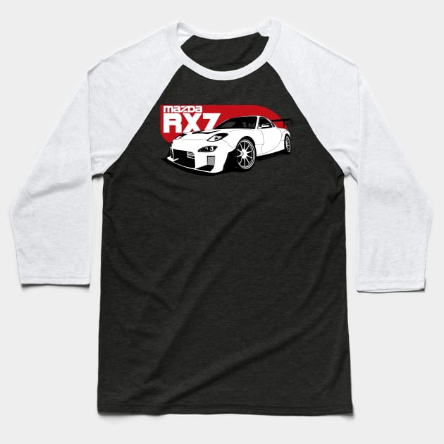 Mazda RX7 FD Baseball T-Shirt by AutomotiveArt
